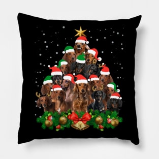 Funny Dachshund Christmas Tree Pillow