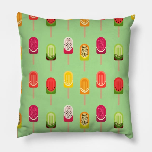 Fruit popsicles - Lime Green Pillow by PrintablesPassions