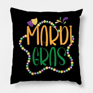 Mardi Gras, Womens Girls Mask Beads New Orleans Party Pillow