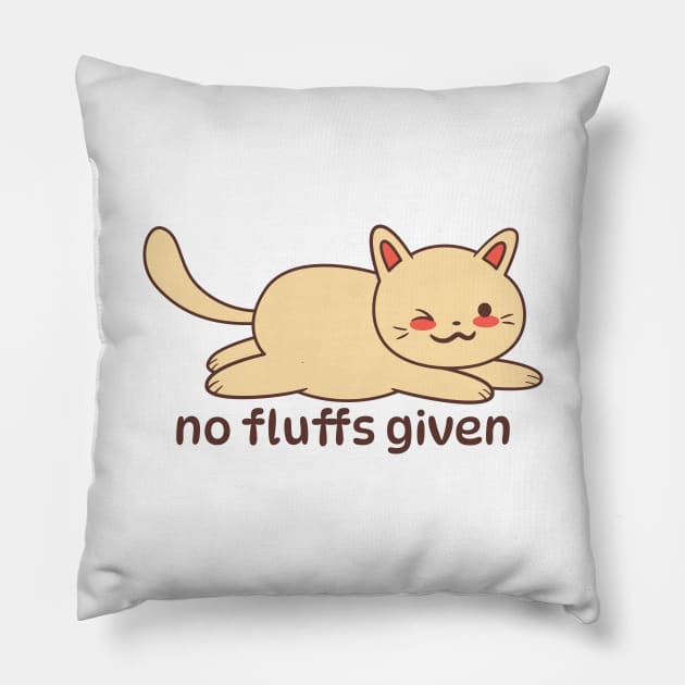 No Fluffs Given Cat Pillow by JS Arts