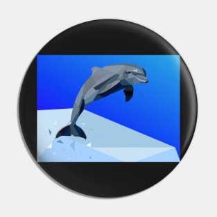 Blue Geo Dolphin Pin