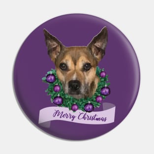 Merry Christmas Pitbull - Purple Pin