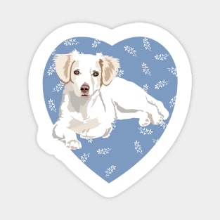 White Dog with Blue Heart Hunting Dog Magnet