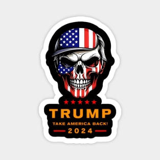 Donald Trump 2024 Skull American Flag Patriotic Magnet