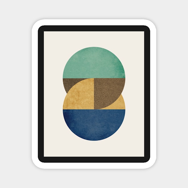 Circle Color Pieces Abstract Geometric Magnet by moonlightprint