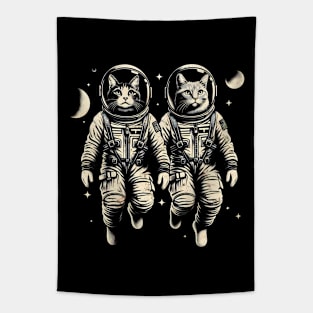 Space Cats Crew T-Shirt - Galaxy Adventure Cat Tee Tapestry