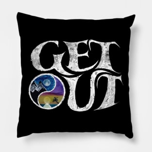 Get Out and Explore Wanderlust Yin Yang Mountains Oceans Moonrise Sunrise Sunset Pillow