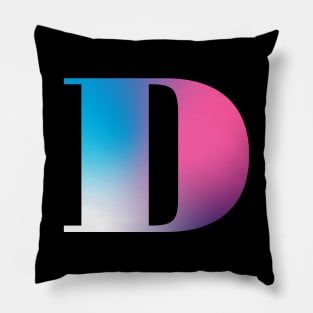 Capital Letter D Monogram Gradient Pink Blue White Pillow