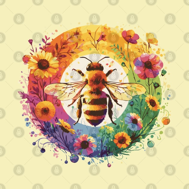 Bee and Flowers Rainbow by Heartsake