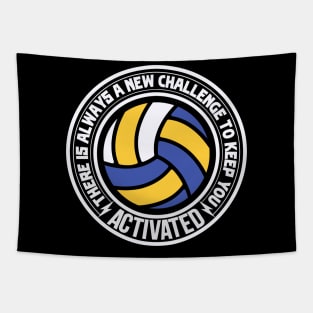 Colored volleyball players ball with white saying text Tapestry