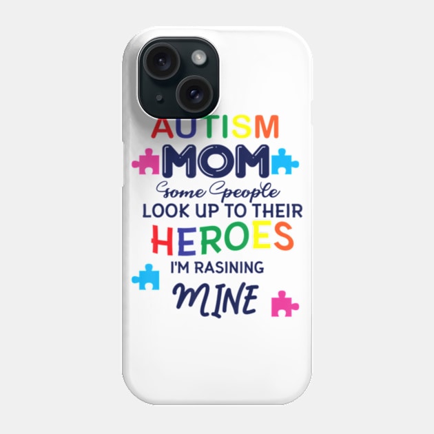 Mom Raising Superhero Puzzle Cool Autism Awareness Phone Case by StuSpenceart