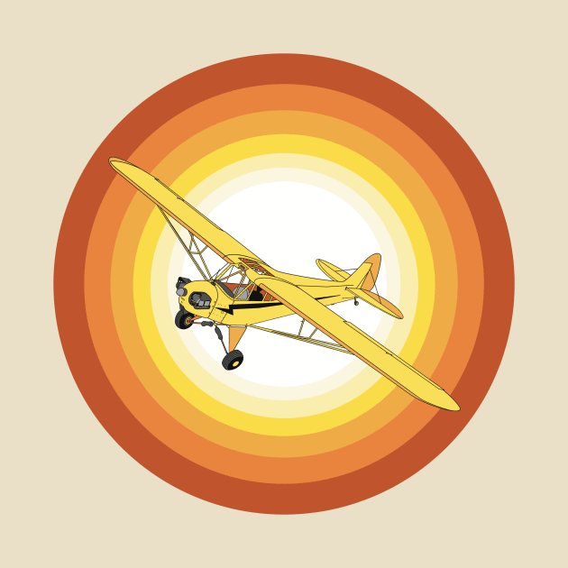 Piper Cub Sunset by Kassi Skye