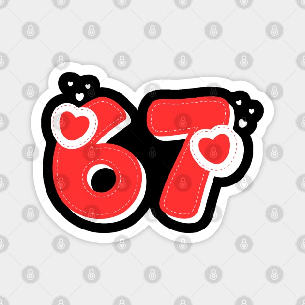 67 Valentines Hearts Magnet by Creatifly Graphic Tees