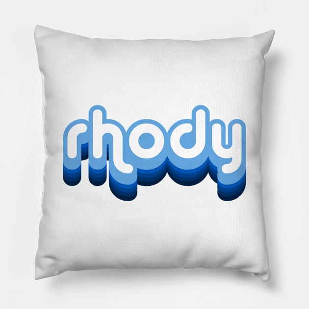 rhi retro bubble lettering Pillow by Rpadnis