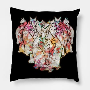 watercolor Cats Heart, cats lovers gift Pillow