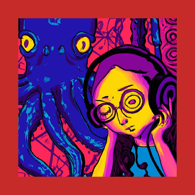 Girl and Octopus Relax to Some Chill Beats by Star Scrunch