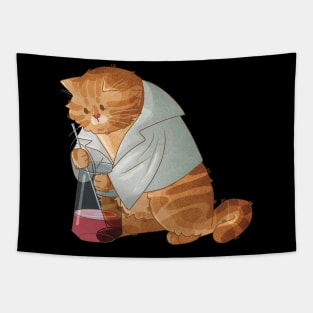 Lab Cat - Red Tabby Cat Scientist Tapestry