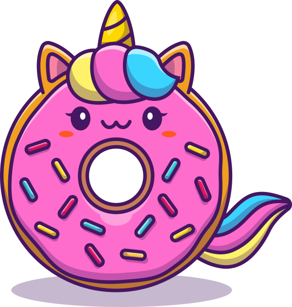 Cute Unicorn Doughnut Donut Cartoon Kids T-Shirt by Catalyst Labs