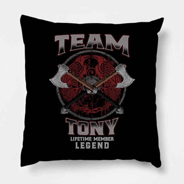 Tony Name - Lifetime Member Legend - Viking Pillow by Stacy Peters Art