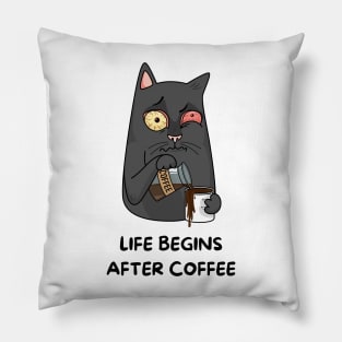 Funny Cat Drinking Coffee Cool Pillow