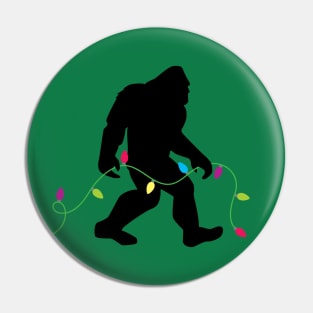 Bigfoot and Christmas String Lights Pin