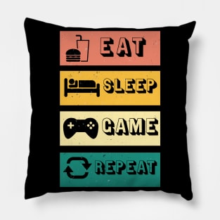 Gaming Vintage Retro Gamer Eat Sleep Game Pillow