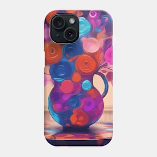 Pink Red Blue Abstract Flowers Modern Still Life Painting Phone Case