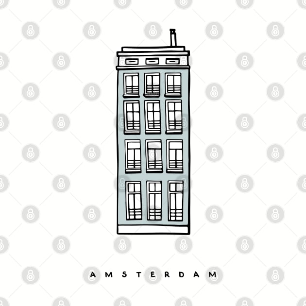 Light blue house. Amsterdam, Netherlands. Realistic sketch. by ArchiTania