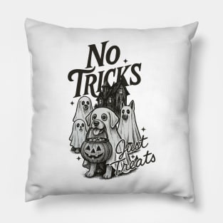 No Tricks Just Treats – Cute Halloween Dog Ghost Costume Design Pillow