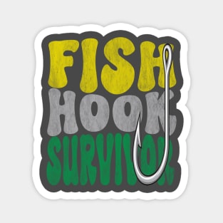 Fish Hook Survivor (retro distressed) Magnet