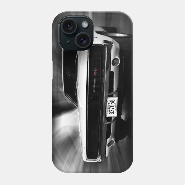 1968 Dodge Charger R/T, Black and White Phone Case by hottehue