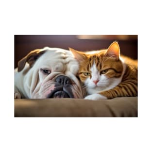 English Bulldog Cat Pet Animal Beauty Warm Cuddle Caring T-Shirt