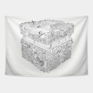 Florence Cube black and white 2 Tapestry