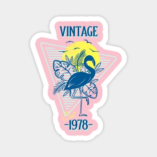 Vintage Est. 1978 Retro Flamingo Magnet
