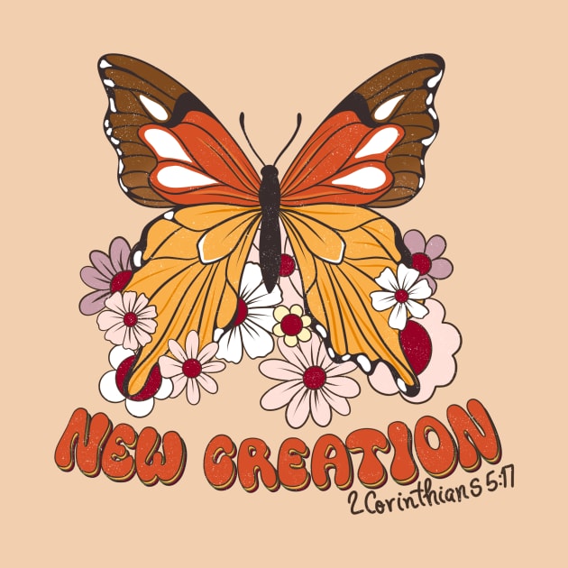 New Creation 2 Corinthians 5:17 Monarch Butterfly and Wildflowers by Unified by Design