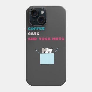 Coffee cats and yoga mats funny yoga and cat drawing Phone Case