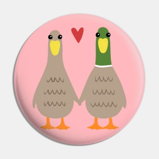 Love Ducks | Cute Ducks Couple Holding Hands with Valentine Heart Pin