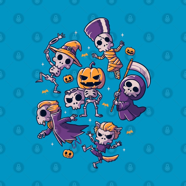 Halloween Skulls Cute Spooky Skeletons by eduely