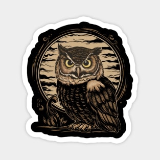 Moody Owl Japanese Art Print Magnet