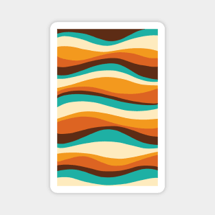 Retro Wavy Lines Teal, Orange, Chocolate Magnet