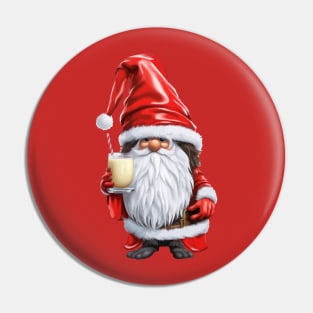 Norwegian Elf Nisse Gnome Gonk Holding A Glass Of Egg Nog Pin