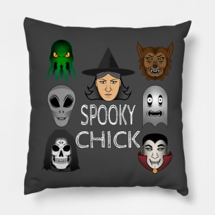 Spooky Chick on Dark Back Pillow