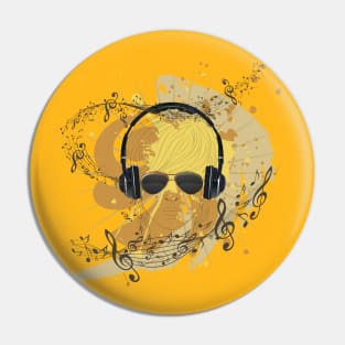 Dj Illustration with splatters Pin