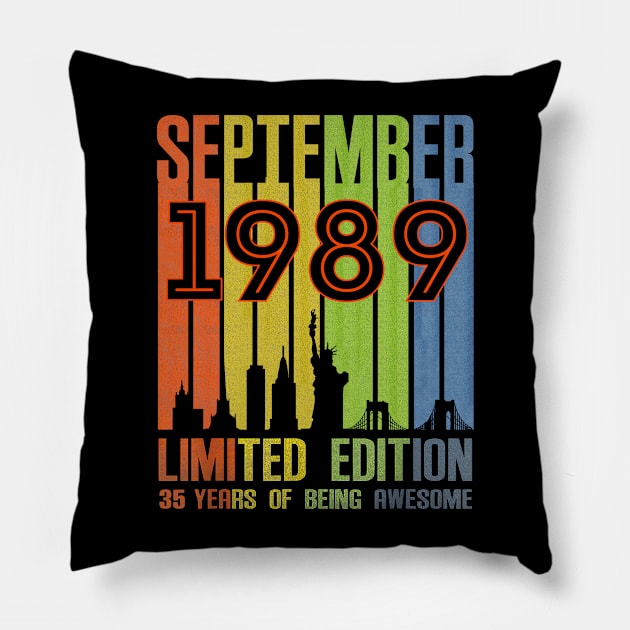 September 1989 35 Years Of Being Awesome Limited Edition Pillow by SuperMama1650