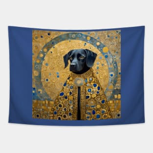 Gustav Klimt Style Black Dog with Golden Robe Tapestry