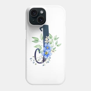 Floral Monogram I Wild Blue Flowers Phone Case