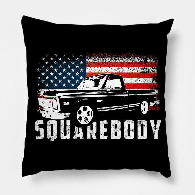 Chevrolet C10 K5 SquareBody 73-87 Chevy Truck Classic American C-10 Square Body Pickup Truck Pillow by JayD World