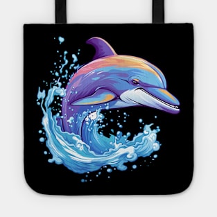 smiling dolphin leaping out of the water Tote