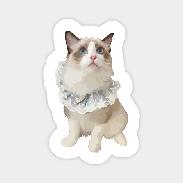 Funny cat ragdoll with dress Magnet by Ginstore