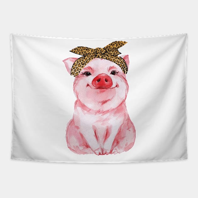 Cute Pig Farmer Tapestry by QUYNH SOCIU